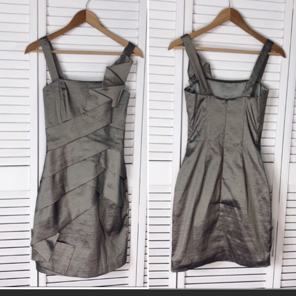 NWOT Cache’  Bodycon Dress Gunmetal Metallic